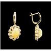 Image 2 : 2.78 ctw Opal and Diamond Earrings - 14KT Yellow Gold