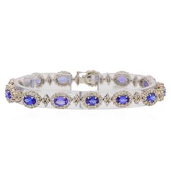 6.40 ctw Tanzanite and Diamond Bracelet - 18KT White Gold