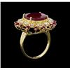 Image 4 : 14.37 ctw Ruby and Diamond Ring - 14KT Yellow Gold