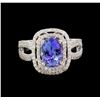 Image 2 : 14KT White Gold 2.37 ctw Tanzanite and Diamond Ring