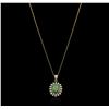 Image 2 : 14KT Yellow Gold 3.89 ctw Opal and Diamond Pendant With Chain