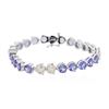 Image 1 : 14KT White Gold 14.60 ctw Tanzanite and Diamond Bracelet