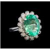 Image 1 : GIA Cert 8.94 ctw Emerald and Diamond Ring - 14KT White Gold
