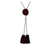 Image 1 : Mink Leather Tassel Necklace - Black Plated
