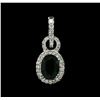 Image 1 : 3.75 ctw Tsavorite and Diamond Pendant - 14KT White Gold