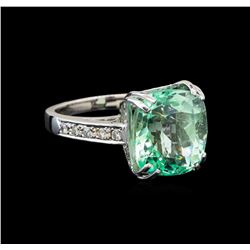 GIA Cert 10.77 ctw Emerald and Diamond Ring - 14KT White Gold