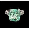 Image 2 : GIA Cert 10.77 ctw Emerald and Diamond Ring - 14KT White Gold