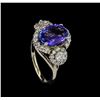 Image 4 : 3.77 ctw Tanzanite and Diamond Ring - 14KT White Gold