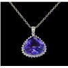 Image 2 : 21.58 ctw Tanzanite and Diamond Pendant With Chain - 14KT White Gold