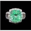 Image 2 : GIA Cert 8.37 ctw Emerald and Diamond Ring - 14KT White Gold