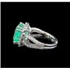 Image 3 : GIA Cert 8.37 ctw Emerald and Diamond Ring - 14KT White Gold