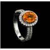 Image 4 : 2.78 ctw Mandarin Spessartite and Diamond Ring - 14KT White Gold