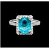 Image 2 : 2.28 ctw Paraiba Tourmaline and Diamond Ring - 18KT White Gold