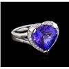 Image 1 : 7.48 ctw Tanzanite and Diamond Ring - 14KT White Gold