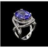 Image 4 : 11.16 ctw Tanzanite and Diamond Ring - 14KT White Gold