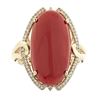 Image 1 : 10.11 ctw Coral and Diamond Ring - 14KT Yellow Gold
