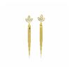Image 1 : Crystal Petal Post Tassel Earrings - Gold Plated