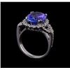 Image 4 : 5.75 ctw Tanzanite and Diamond Ring - 14KT White Gold