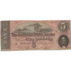 1864 $5 Confederate States of America Bank Note