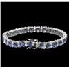 Image 2 : 14.82 ctw Blue Sapphire and Diamond Bracelet - 14KT White Gold