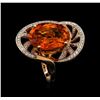 Image 4 : 11.26 ctw Mandarin Spessartite and Diamond Ring - 14KT Rose Gold