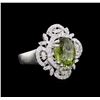 Image 1 : GIA Cert 4.88 ctw Green Sapphire and Diamond Ring - Platinum