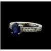 Image 1 : 1.80 ctw Blue Sapphire and Diamond Ring - 14KT White Gold