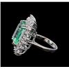 Image 3 : GIA Cert 10.87 ctw Emerald and Diamond Ring - 14KT White Gold