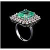 Image 4 : GIA Cert 10.87 ctw Emerald and Diamond Ring - 14KT White Gold