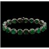 Image 1 : 14KT White Gold 20.90 ctw Emerald and Diamond Bracelet