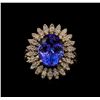 Image 2 : 5.91 ctw Tanzanite and Diamond Ring - 14KT Rose Gold