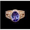 Image 2 : 14KT Rose Gold 3.16 ctw Tanzanite and Diamond Ring