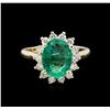 Image 2 : 3.14 ctw Emerald and Diamond Ring - 14KT Yellow Gold