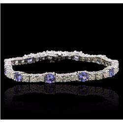 14KT White Gold 5.20 ctw Tanzanite and Diamond Bracelet
