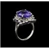 Image 4 : 11.57 ctw Tanzanite and Diamond Ring - 14KT White Gold