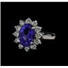 Image 1 : 3.13 ctw Tanzanite and Diamond Ring - 14KT White Gold