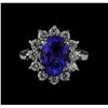 Image 2 : 3.13 ctw Tanzanite and Diamond Ring - 14KT White Gold