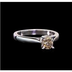 14KT White Gold 0.95 ctw Oval Cut Fancy Brown Diamond Solitaire Ring