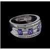 Image 1 : 0.35 ctw Tanzanite and Diamond Ring - 14KT White Gold