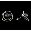 Image 2 : Tahitian Pearl and Diamond Earrings - 14KT White Gold