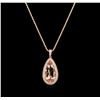 Image 1 : 9.50 ctw Morganite and Diamond Pendant With Chain - 14KT Rose Gold