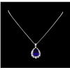 Image 2 : 14KT White Gold GIA Certified 23.12 ctw Tanzanite and Diamond Pendant With Chain