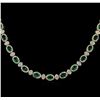 Image 2 : 12.67 ctw Emerald and Diamond Necklace - 18KT White Gold