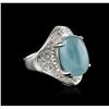 Image 1 : 14KT White Gold 9.31 ctw Aquamarine and Diamond Ring