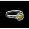 Image 1 : 1.17 ctw Fancy Yellow Diamond Ring - 14KT White Gold