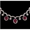 Image 2 : GIA Cert 31.39 ctw Ruby and Diamond Necklace - 18KT White Gold