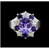 Image 2 : 14KT White Gold 2.48 ctw Tanzanite, Sapphire and Diamond Ring