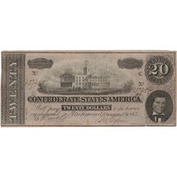 1864 $20 Confederate States of America Bank Note