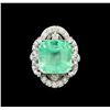 Image 2 : GIA Cert 11.70 ctw Emerald and Diamond Ring - 14KT White Gold