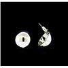 Image 2 : 20mm Round Button Earrings - Rhodium Plated